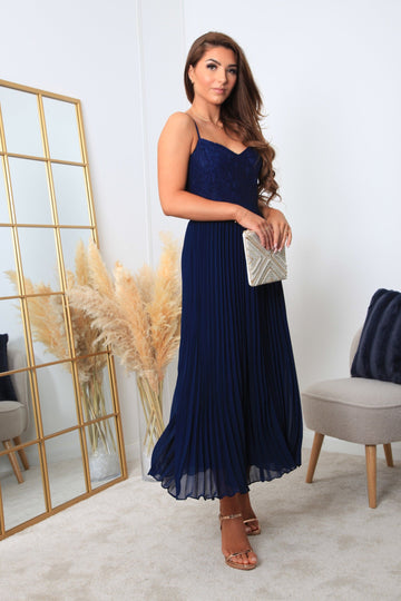 Strappy Pleated Lace Dress Double Second